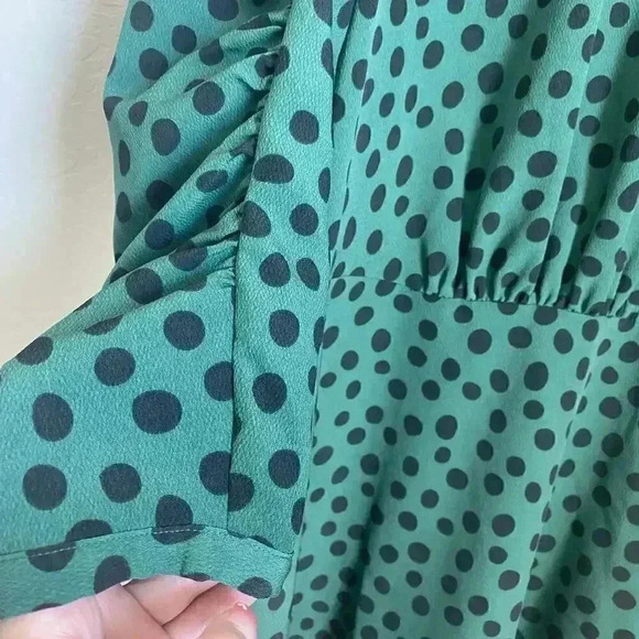 Who What Wear Green Polka Dot Dress Size Medium - Picture 7 of 13